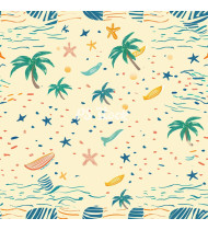 Summer Patterns in Modern Flat Line Style - Hand-Drawn Vector Illustration