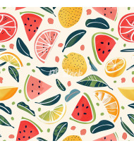 Summer Patterns in Modern Flat Line Style - Hand-Drawn Vector Illustration