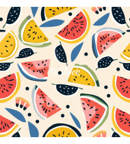 Summer Patterns in Modern Flat Line Style - Hand-Drawn Vector Illustration