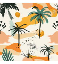 Summer Patterns in Modern Flat Line Style - Hand-Drawn Vector Illustration