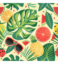 Summer Patterns in Modern Flat Line Style - Hand-Drawn Vector Illustration