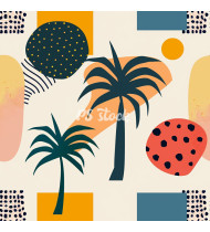 Summer Patterns in Modern Flat Line Style - Hand-Drawn Vector Illustration