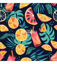 Summer Patterns in Modern Flat Line Style - Hand-Drawn Vector Illustration