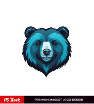 Mascot Bear Blue Face Logo