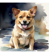Golden Retriever Dog Watercolor Impression