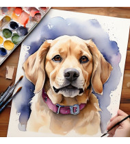 Golden Retriever Dog Watercolor On Paper