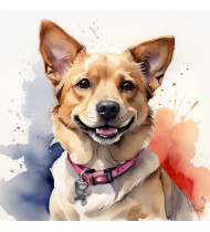 Golden Retriever Dog Watercolor Vision