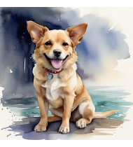 face golden retriever dog watercolor 1
