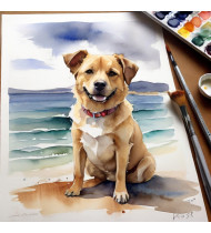 face golden retriever dog watercolor 3