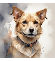 Cute Golden Retriever Dog Watercolor Radiance 2