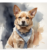 Watercolor cute Brown Dog