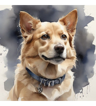 Golden Retriever Dog Watercolor Portrait