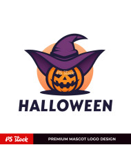 Pumpkin with Hat Mascot Logo