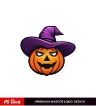 Spooky Stem Pumpkin Hat Mascot Logo