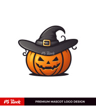Black Hat Pumpkin Mascot Logo