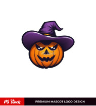 Autumn Aura Pumpkin Cap Mascot Logo