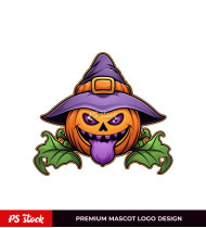Scary Valentine's Pumpkin Mascot Logo