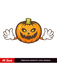 Cartoon Pumpkin Front Mascot Logo
