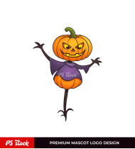 Halloween Cartoon Scarecrow Pumpkin Head Halloween Illustration Design
