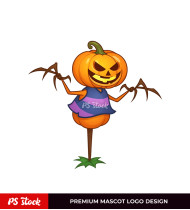 Halloween Cartoon Scarecrow Pumpkin Illustration Mascot Design
