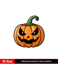 Design of a Halloween-themed Sticker Logo Featuring a Scarecrow With a Pumpkin Head Mascot