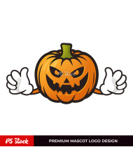 Hello Halloween Pumpkin Mascot Logo Design