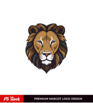Mascot Lion Brown Logo Design