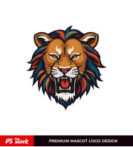 Mascot Strong Lion Logo Design 