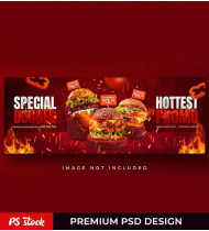 Burger Food Menu Promotion Facebook Cover Banner Template