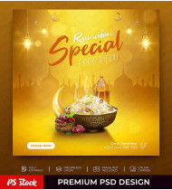 Ramadan Kareem Special Food Menu Social Media Post Designs PSD