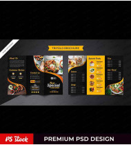 Trifold Luxury Menu Design EPS Templates Black And Yellow