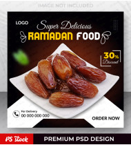 Ramadan Kareem Iftar Menu Social Media Post PSD