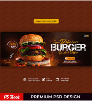 Burger Temptations Facebook Cover Template PSD For Restaurant