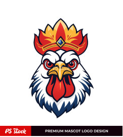 Charming King Rooster Mascot Logo Design Image