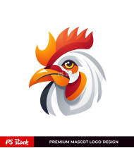 Colorful Rooster Mascot Logo Design 