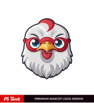 Educational Rooster Chicken Head Mascot Logo Design