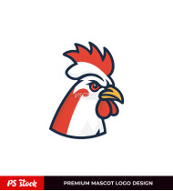 Red Chicken Mascot Logo Design