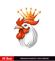 King Rooster Mascot Logo Design Image